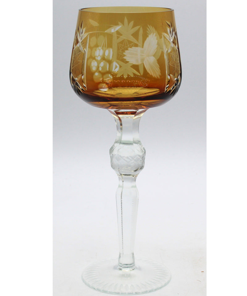 Bohemian Cut to Clear Wine Glass Goblet