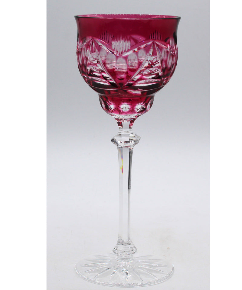 Bohemian Cranberry Wine Glass