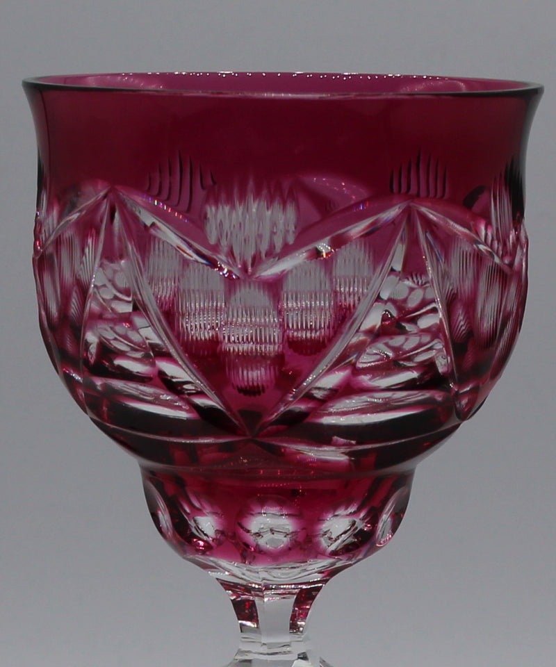 Bohemian Cranberry Wine Glass