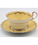 Aynsley Yellow Flowers Footed Teacup and Saucer