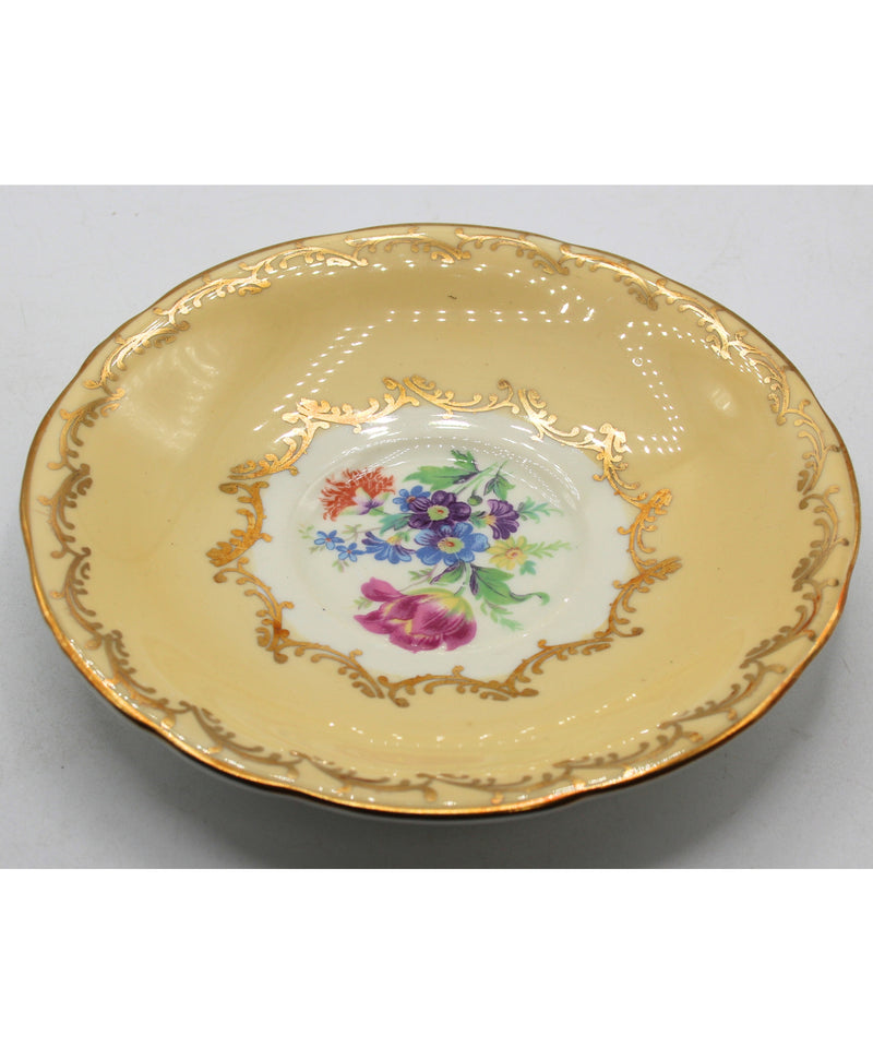 Aynsley Yellow Flowers Footed Teacup and Saucer