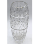 Czech Star Laced Etched Crystal Barrell Vase with Pinwheel Design