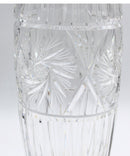 Czech Star Laced Etched Crystal Barrell Vase with Pinwheel Design