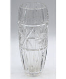 Czech Star Laced Etched Crystal Barrell Vase with Pinwheel Design