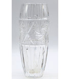 Czech Star Laced Etched Crystal Barrell Vase with Pinwheel Design