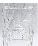 Czech Star Laced Etched Crystal Barrell Vase with Pinwheel Design