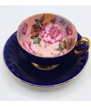 Aynsley Cobalt Blue Rose Teacup and Saucer