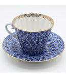 Lomonosov Imperial Teacup and Saucer "Forget me not" Design