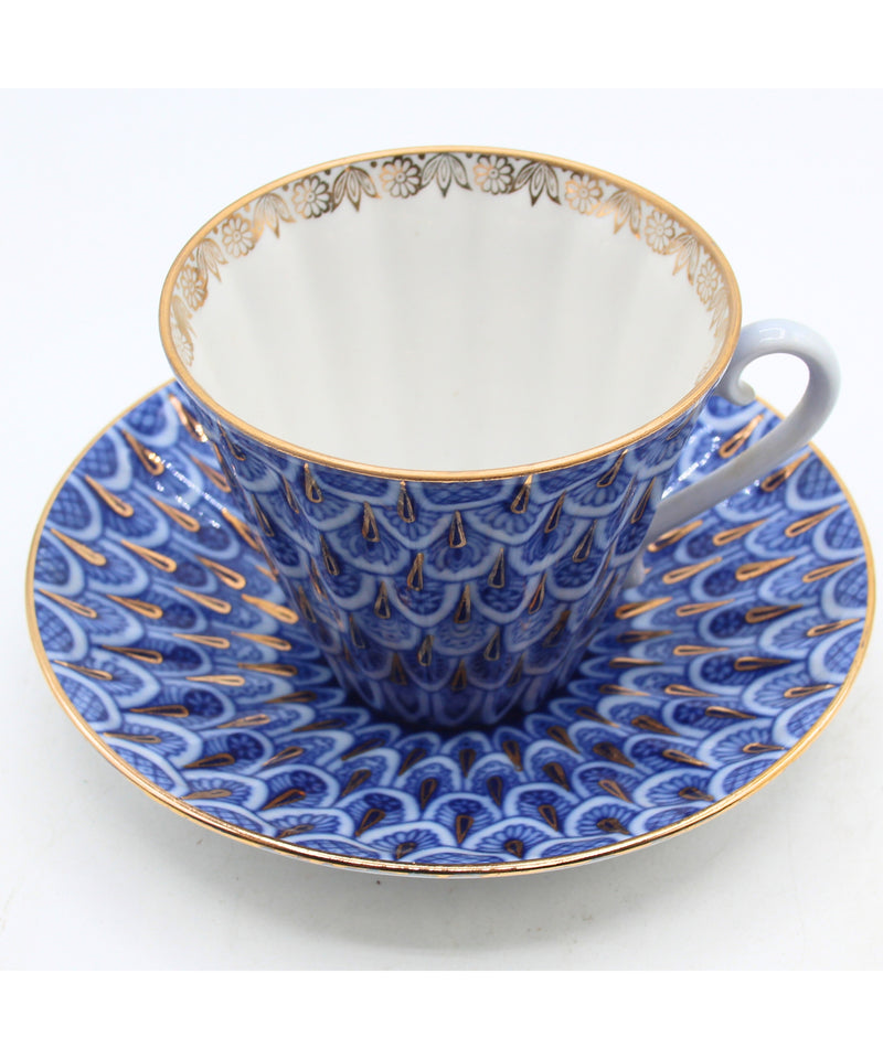 Lomonosov Imperial Teacup and Saucer "Forget me not" Design
