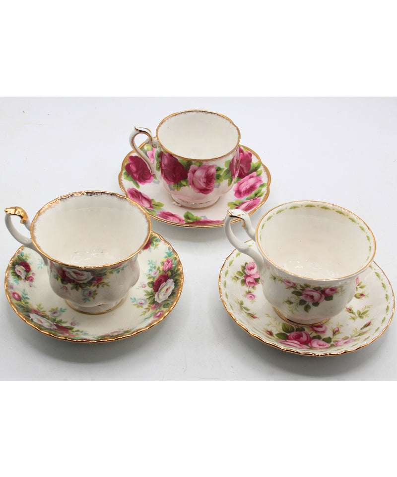 3 Royal Albert Teacups and 3 Saucers