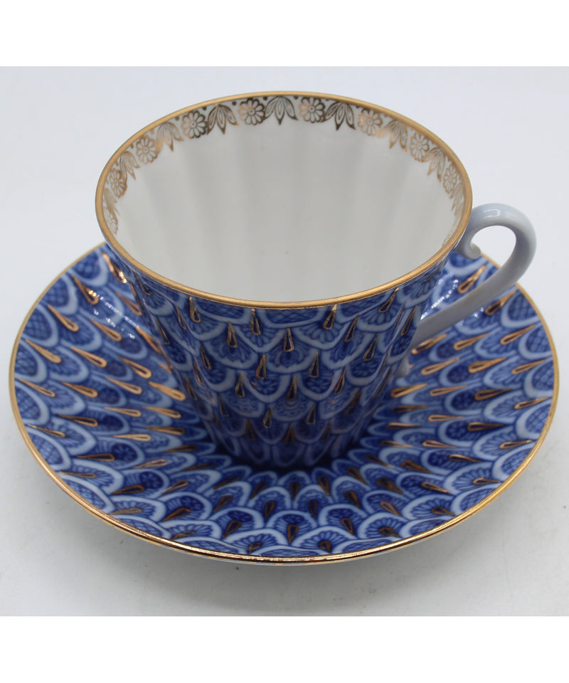 Lomonosov Imperial Teacup and Saucer "Forget me not" Design