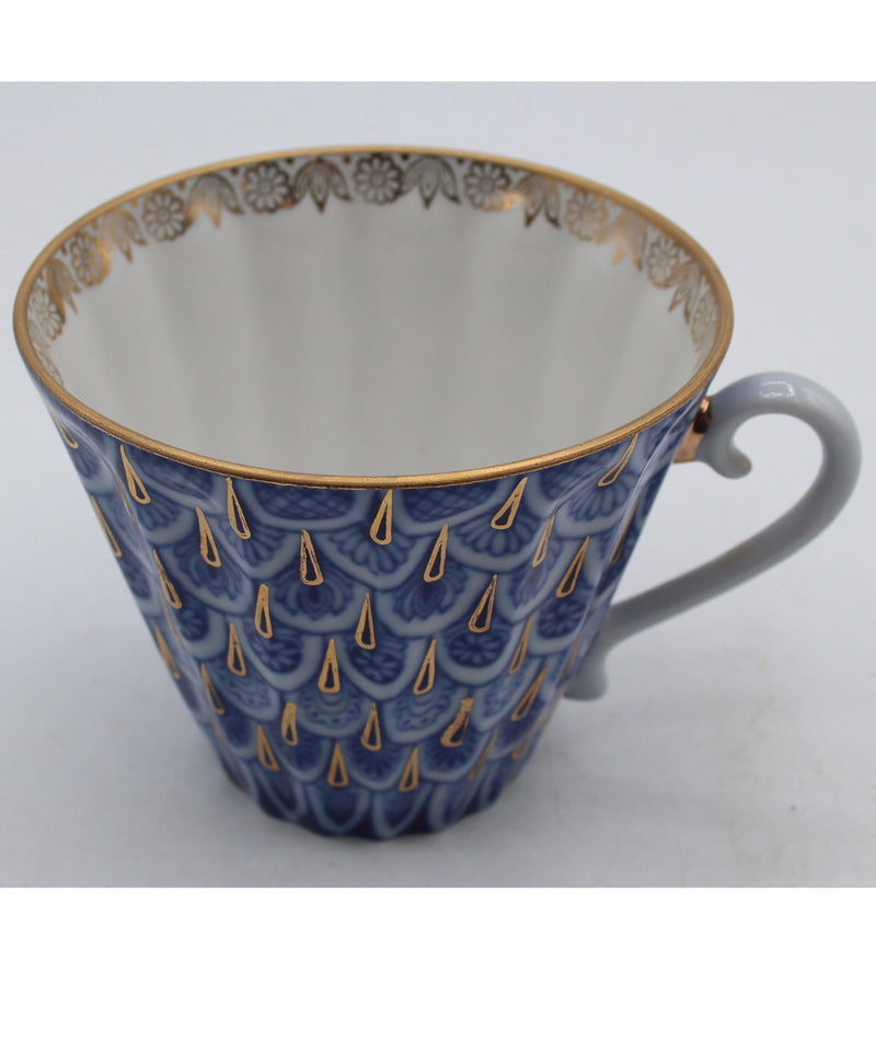 Lomonosov Imperial Teacup and Saucer "Forget me not" Design