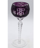 3 Ajka Marsala Amethyst Cut Crystal Wine Glasses
