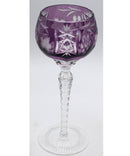 3 Ajka Marsala Amethyst Cut Crystal Wine Glasses