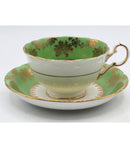 Royal Grafton Green with Gold Daisy Teacup and Saucer