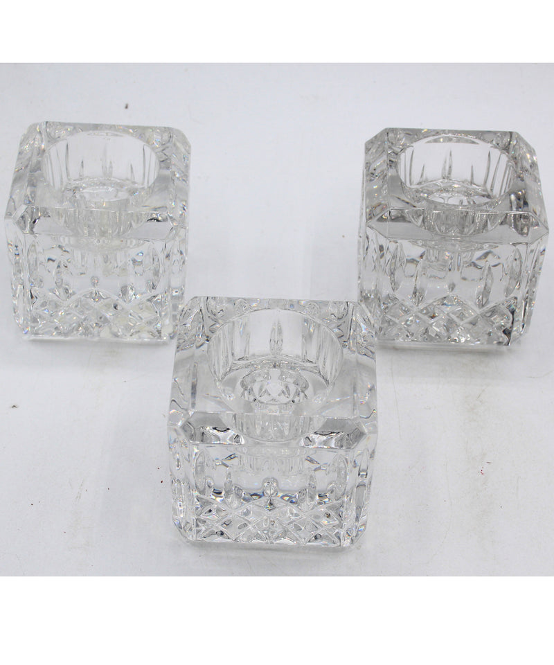 Waterford Lismore Square Candlestick Votive Lot of 3