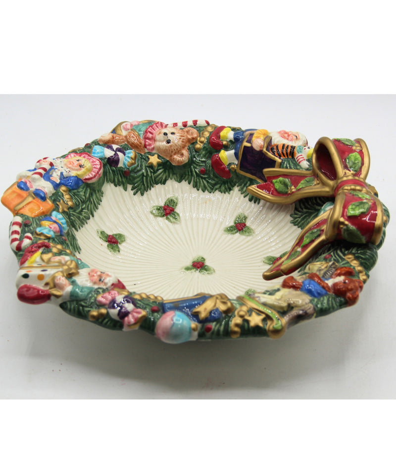 Fitz and Floyd Santa's Magic Workshop Candy Bowl
