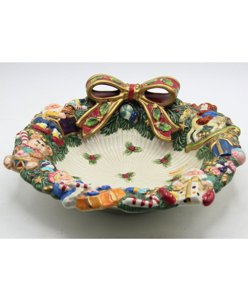 Fitz and Floyd Santa's Magic Workshop Candy Bowl