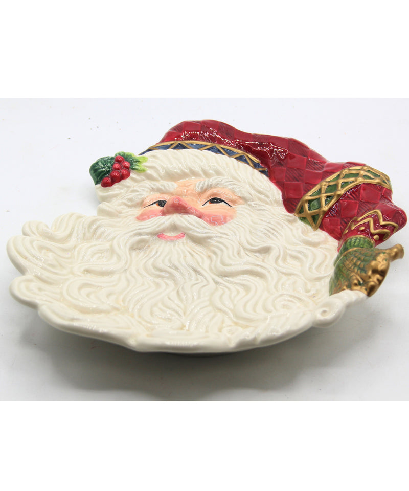Fitz and Floyd Santa Face Christmas Canape Serving Plate