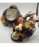 Fitz and Floyd Pig Riding on an Ostrich Cookie Jar