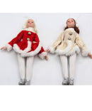 Vintage Christmas Ice Skater Ornament Dolls Lot of 2