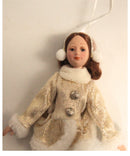 Vintage Christmas Ice Skater Ornament Dolls Lot of 2