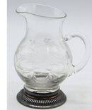 Vintage 1950s Floral Etched Glass Pitcher – Mid‑Century Barware