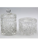 Vintage Crystal Trinket Jars – Lot of 2 Lidded Vanity Storage