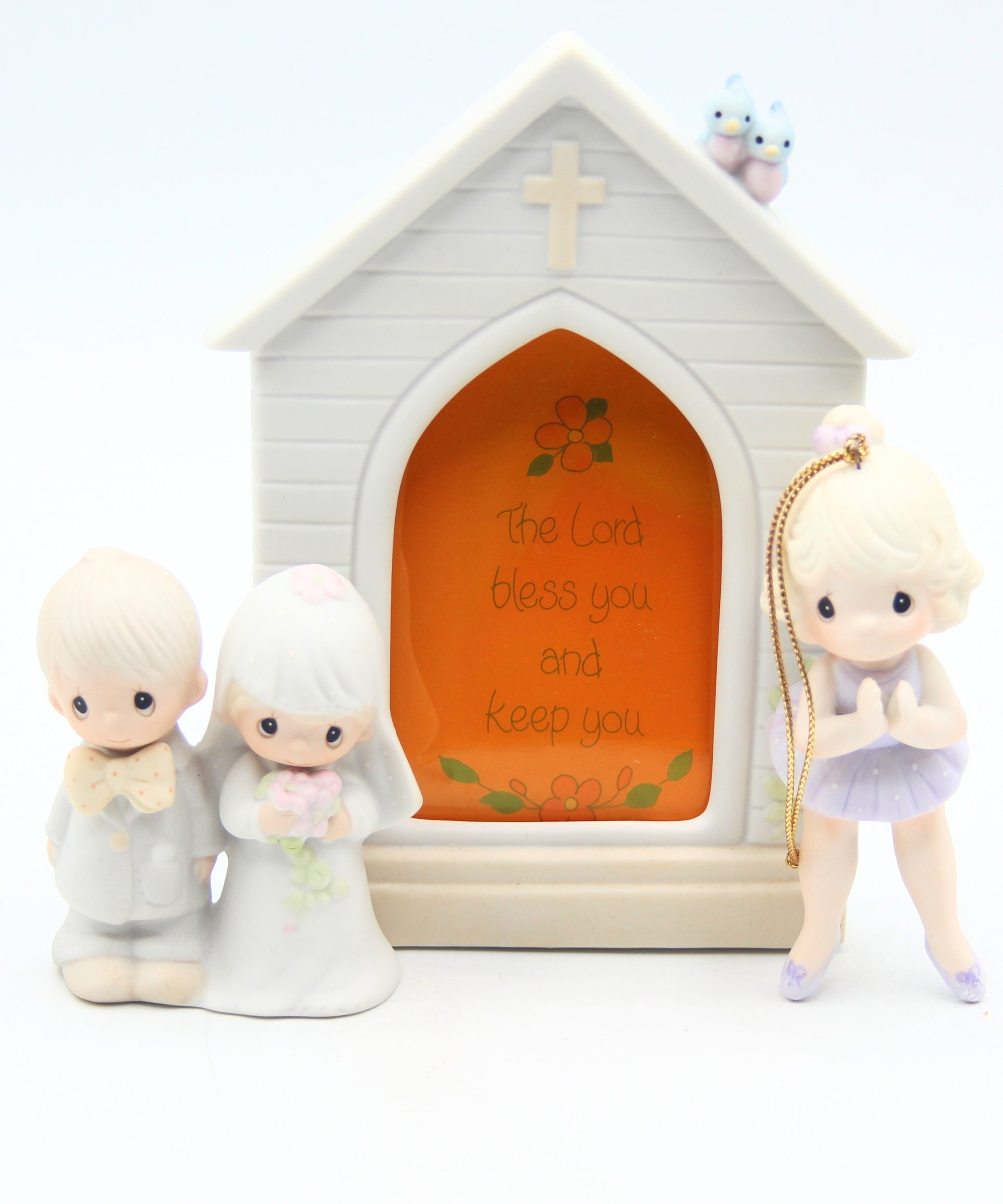 Precious Moments #102423 Ornament and #E-7166 Picture Frame Lot of 2