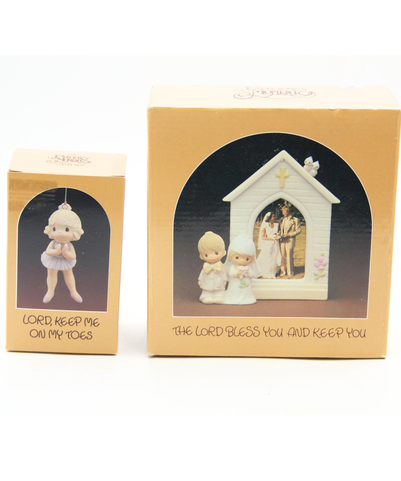Precious Moments #102423 Ornament and #E-7166 Picture Frame Lot of 2