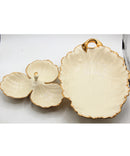 Lenox Leaf Serving Bowl & 3‑Section Dish – Lot of 2 Serveware