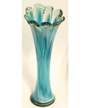 Hand‑Blown Blue & White Glass Vase – Please Read