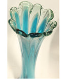 Hand‑Blown Blue & White Glass Vase – Please Read