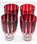 Lot of 4: Ruby Red Cut to Clear Bohemia Glasses