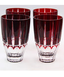 Lot of 4: Ruby Red Cut to Clear Bohemia Glasses