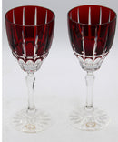 Lot of 2: Vintage Bohemia Ruby Red Crystal Smaller Wine Glasses