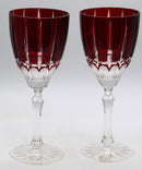 Lot of 2: Vintage Bohemia Ruby Red Crystal Larger Wine Glasses