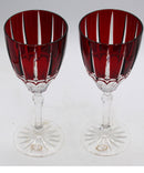 Lot of 2: Vintage Bohemia Ruby Red Crystal Larger Wine Glasses