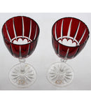 Lot of 2: Vintage Bohemia Ruby Red Crystal Larger Wine Glasses