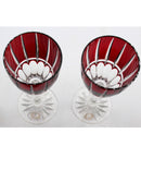 Lot of 2: Vintage Bohemia Ruby Red Crystal Larger Wine Glasses