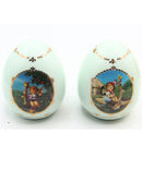 Lot of 2: M.I Hummel "Apple Tree Boy" and "Apple Tree Girl" Porcelain Eggs