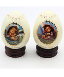 Lot of 2: M.I Hummel "Umbrella Boy" and "Umbrella Girl" Porcelain Eggs