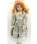 J. Misa Collection Vintage Porcelain Doll, Floral Dress, Sun Bonnet