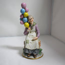Lot of 2 Capodimonte Figurines: Old Man with Balloons & Old Woman with Balloons