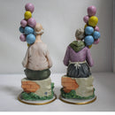 Lot of 2 Capodimonte Figurines: Old Man with Balloons & Old Woman with Balloons