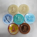 Lot of 7 Mosser Glass Mini Clown Plates | All the World Loves a Clown