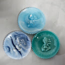 Lot of 7 Mosser Glass Mini Clown Plates | All the World Loves a Clown