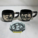 Lot of 3 Enesco: Mickey Mouse Steppin Out Tea Cups & Paper Weight