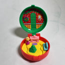 Lot of 2 Polly Pocket: Holiday Ski Lodge Mini Doll House & Compact Wreath Toy