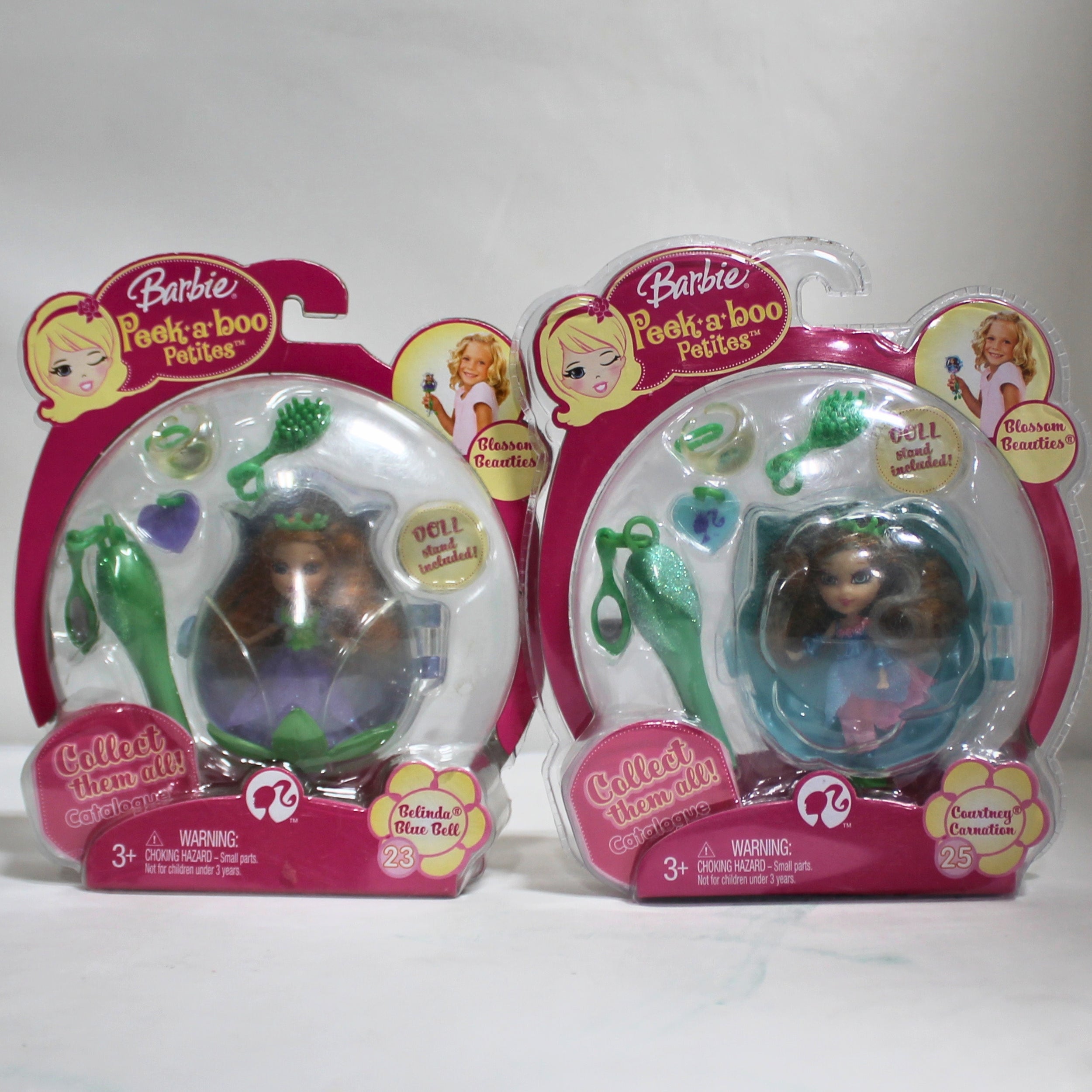 Lot of 2 Barbie Peek-a-Boo Petite Dolls | Belinda & Courtney Carnation